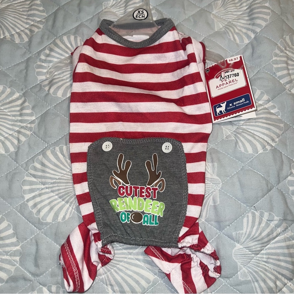 Holiday Time Striped Reindeer Dog Sweater